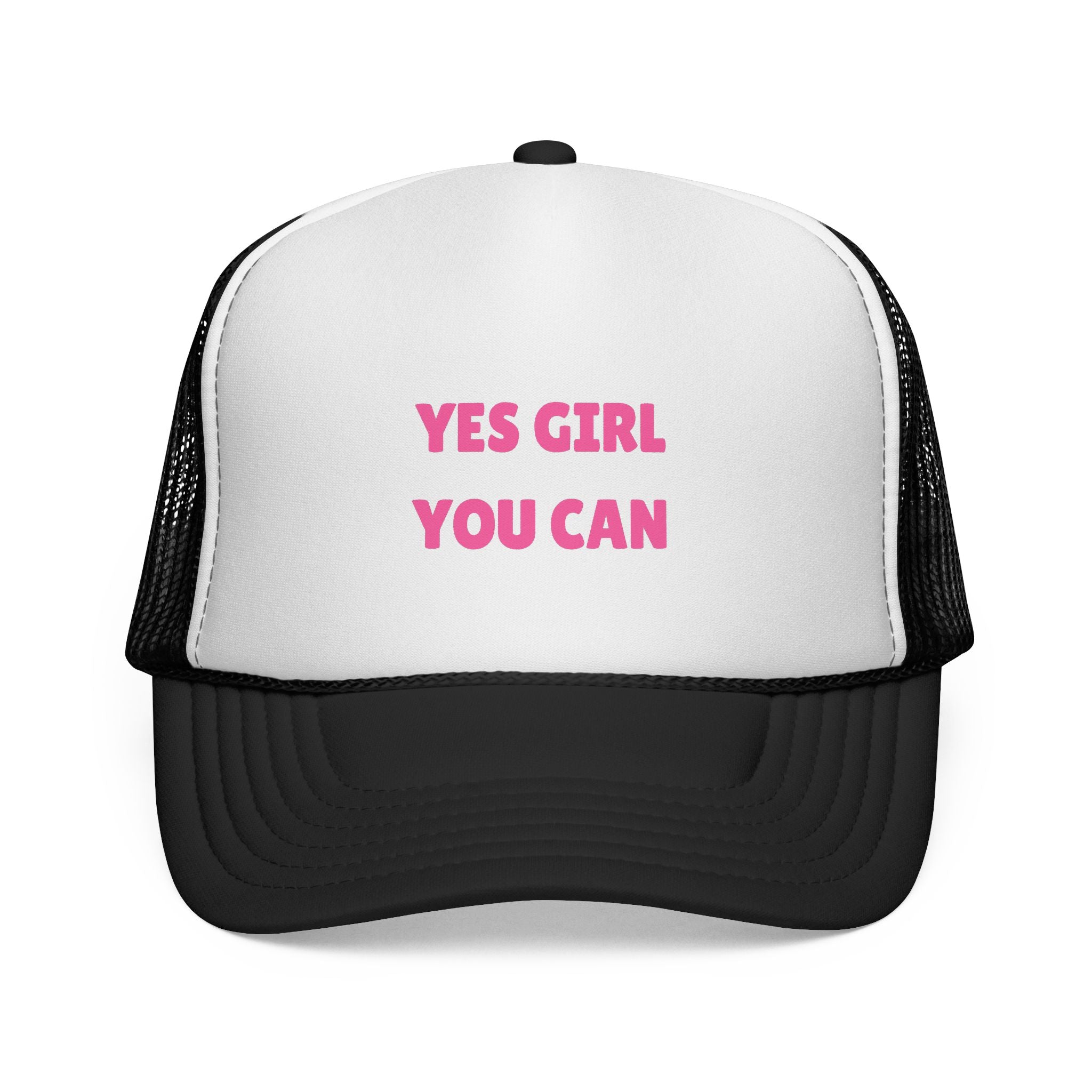 Empowering 'Yes Girl You Can' Trucker Cap, Inspirational Women's Hat, Motivational Gift for Her, Summer Fashion Accessory, Positive Vibes