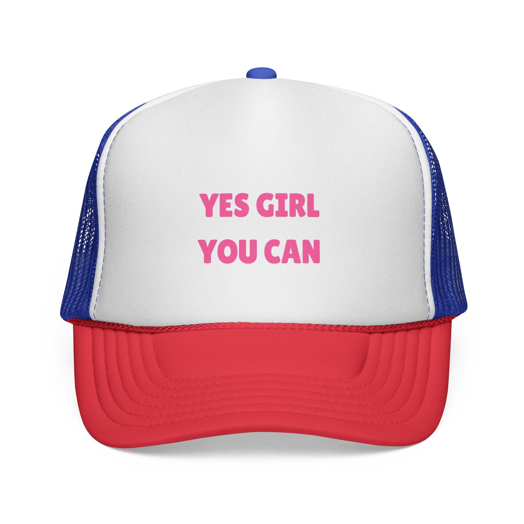 Empowering 'Yes Girl You Can' Trucker Cap, Inspirational Women's Hat, Motivational Gift for Her, Summer Fashion Accessory, Positive Vibes