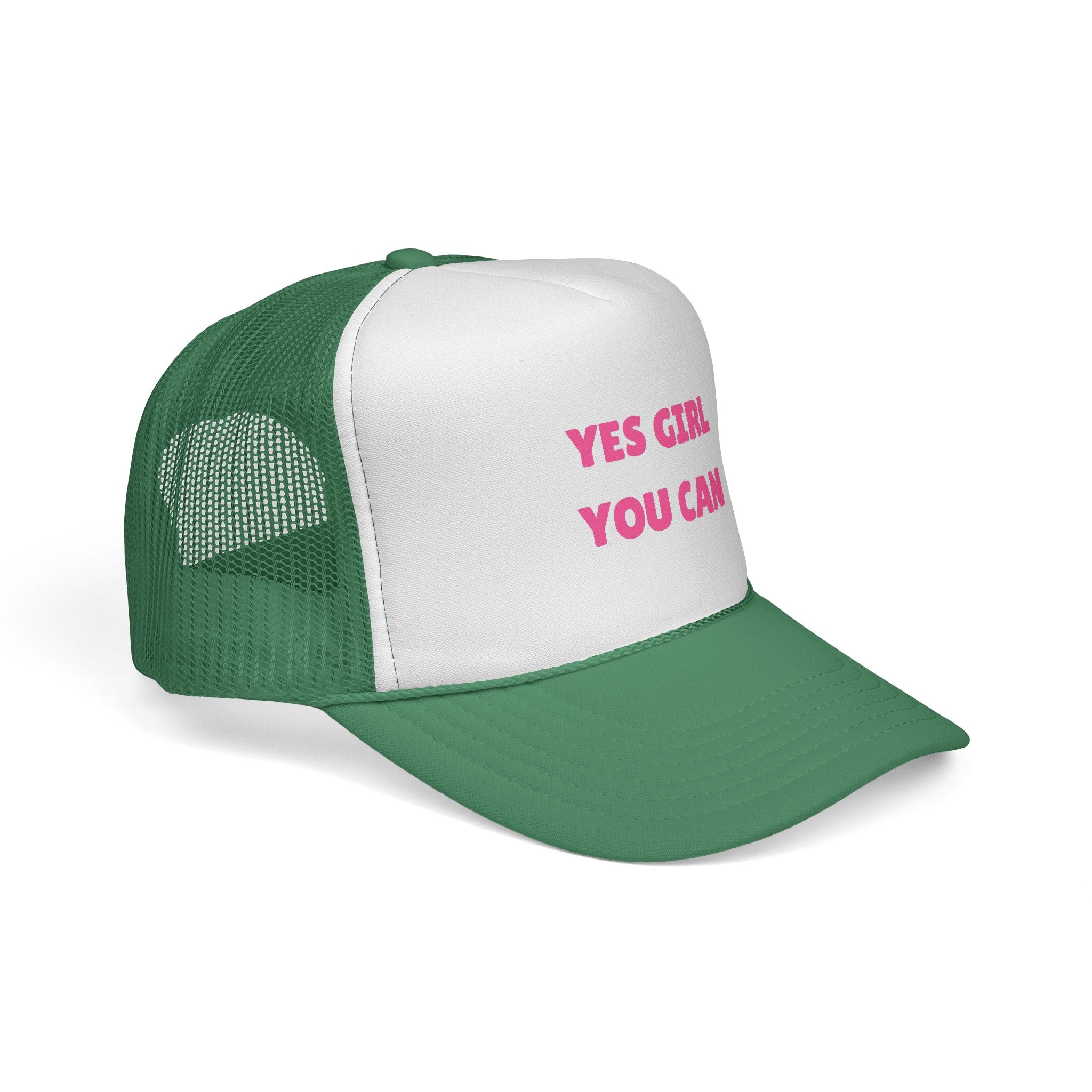 Empowering 'Yes Girl You Can' Trucker Cap, Inspirational Women's Hat, Motivational Gift for Her, Summer Fashion Accessory, Positive Vibes