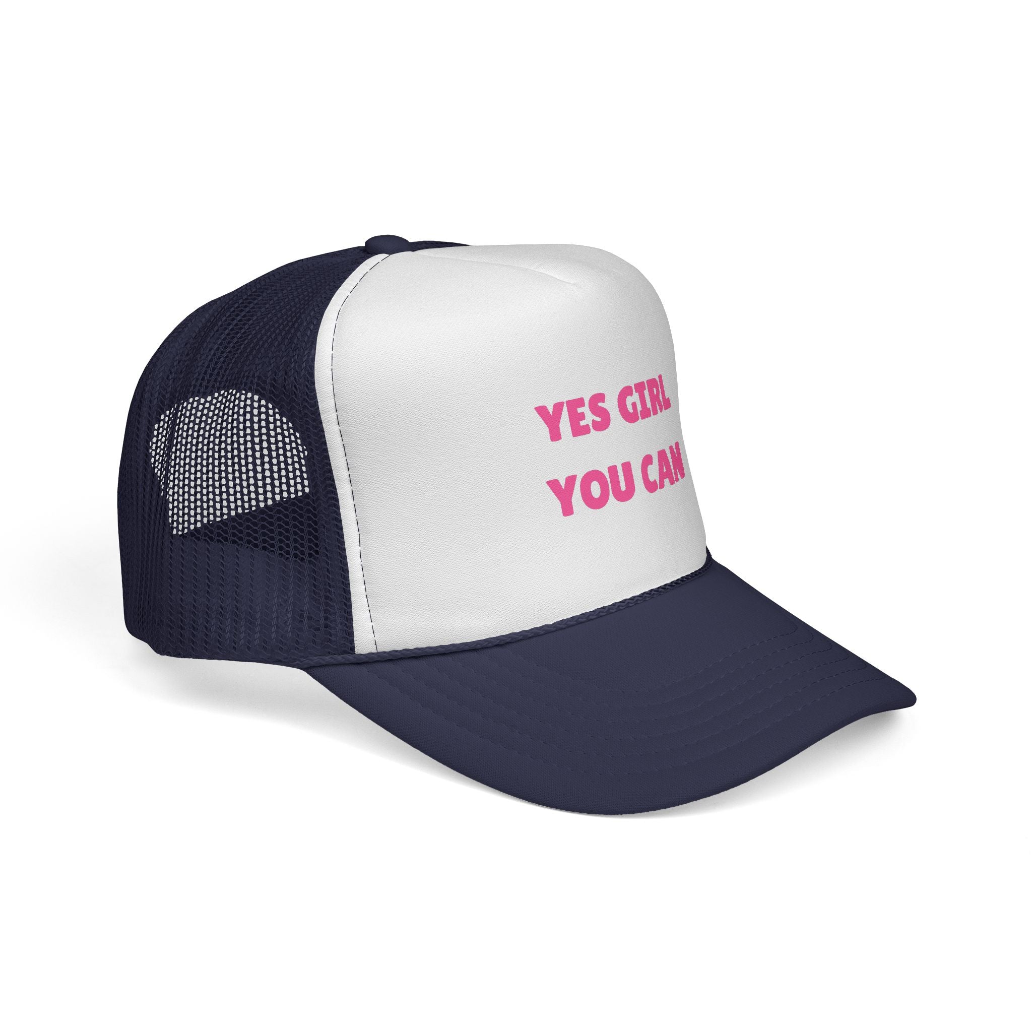 Empowering 'Yes Girl You Can' Trucker Cap, Inspirational Women's Hat, Motivational Gift for Her, Summer Fashion Accessory, Positive Vibes