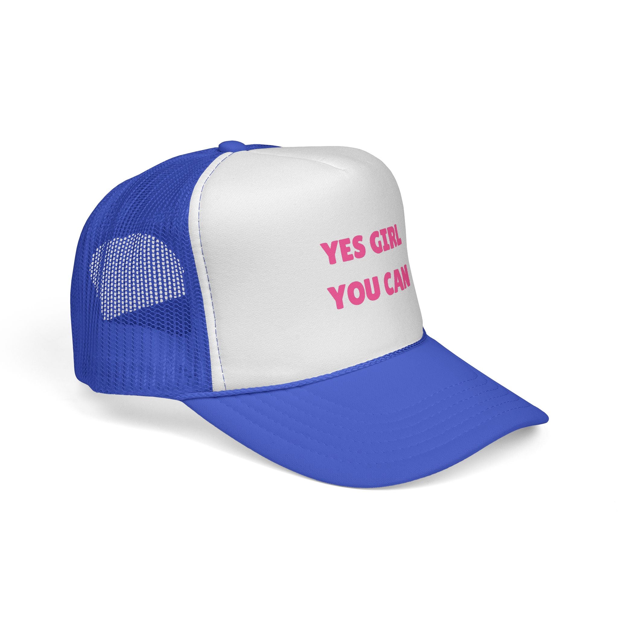 Empowering 'Yes Girl You Can' Trucker Cap, Inspirational Women's Hat, Motivational Gift for Her, Summer Fashion Accessory, Positive Vibes