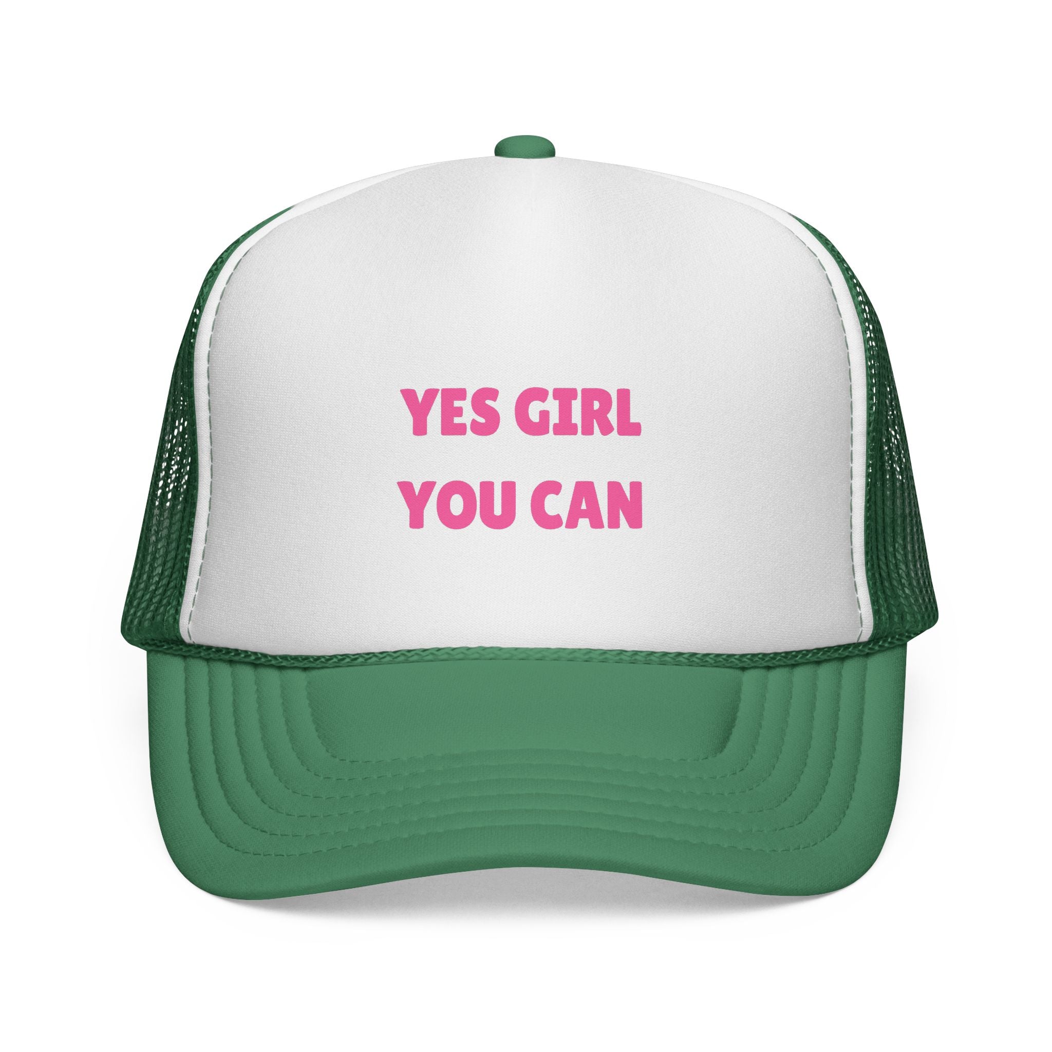 Empowering 'Yes Girl You Can' Trucker Cap, Inspirational Women's Hat, Motivational Gift for Her, Summer Fashion Accessory, Positive Vibes