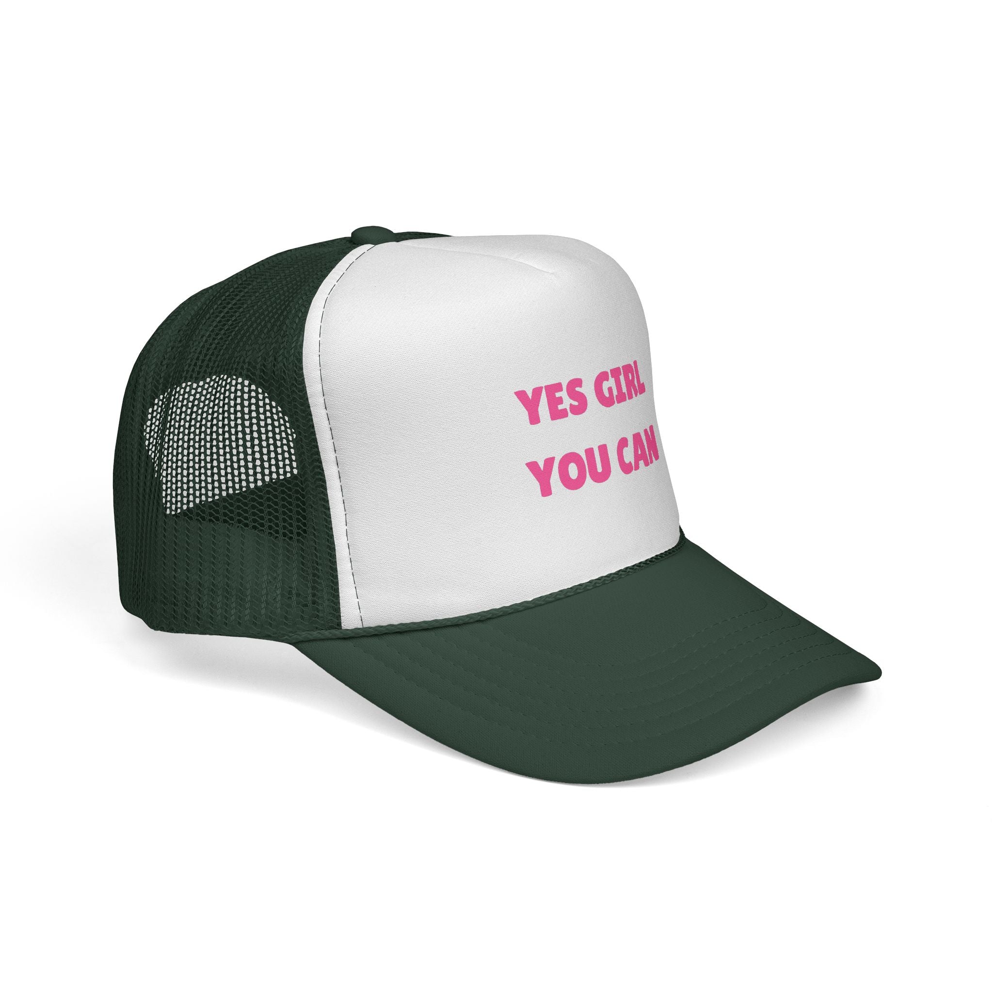Empowering 'Yes Girl You Can' Trucker Cap, Inspirational Women's Hat, Motivational Gift for Her, Summer Fashion Accessory, Positive Vibes