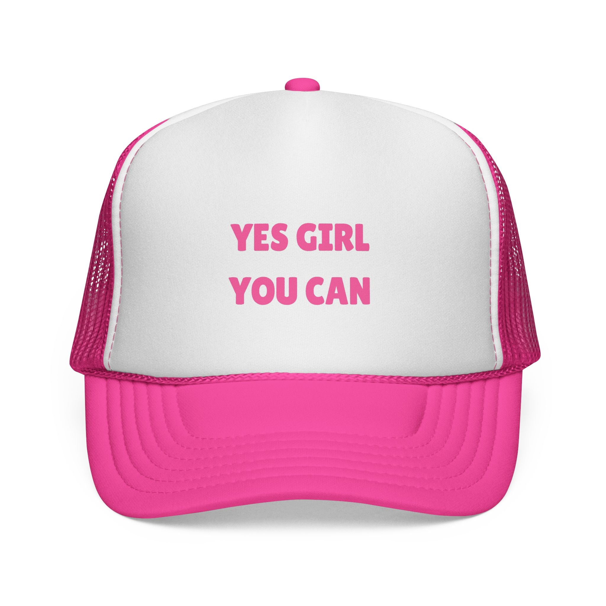 Empowering 'Yes Girl You Can' Trucker Cap, Inspirational Women's Hat, Motivational Gift for Her, Summer Fashion Accessory, Positive Vibes