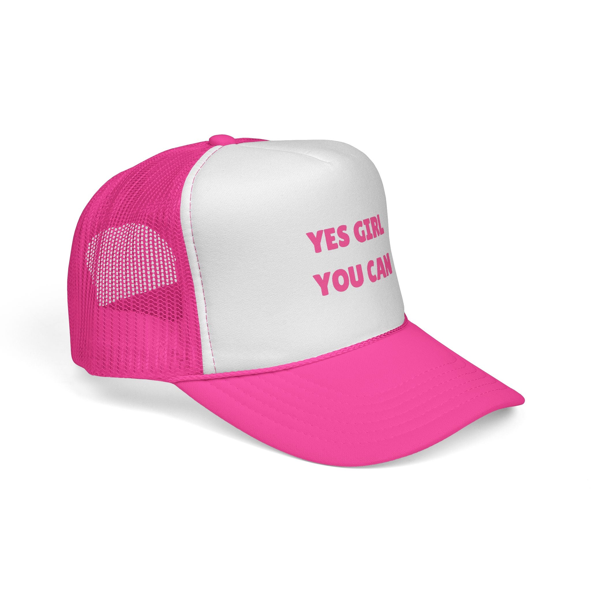 Empowering 'Yes Girl You Can' Trucker Cap, Inspirational Women's Hat, Motivational Gift for Her, Summer Fashion Accessory, Positive Vibes