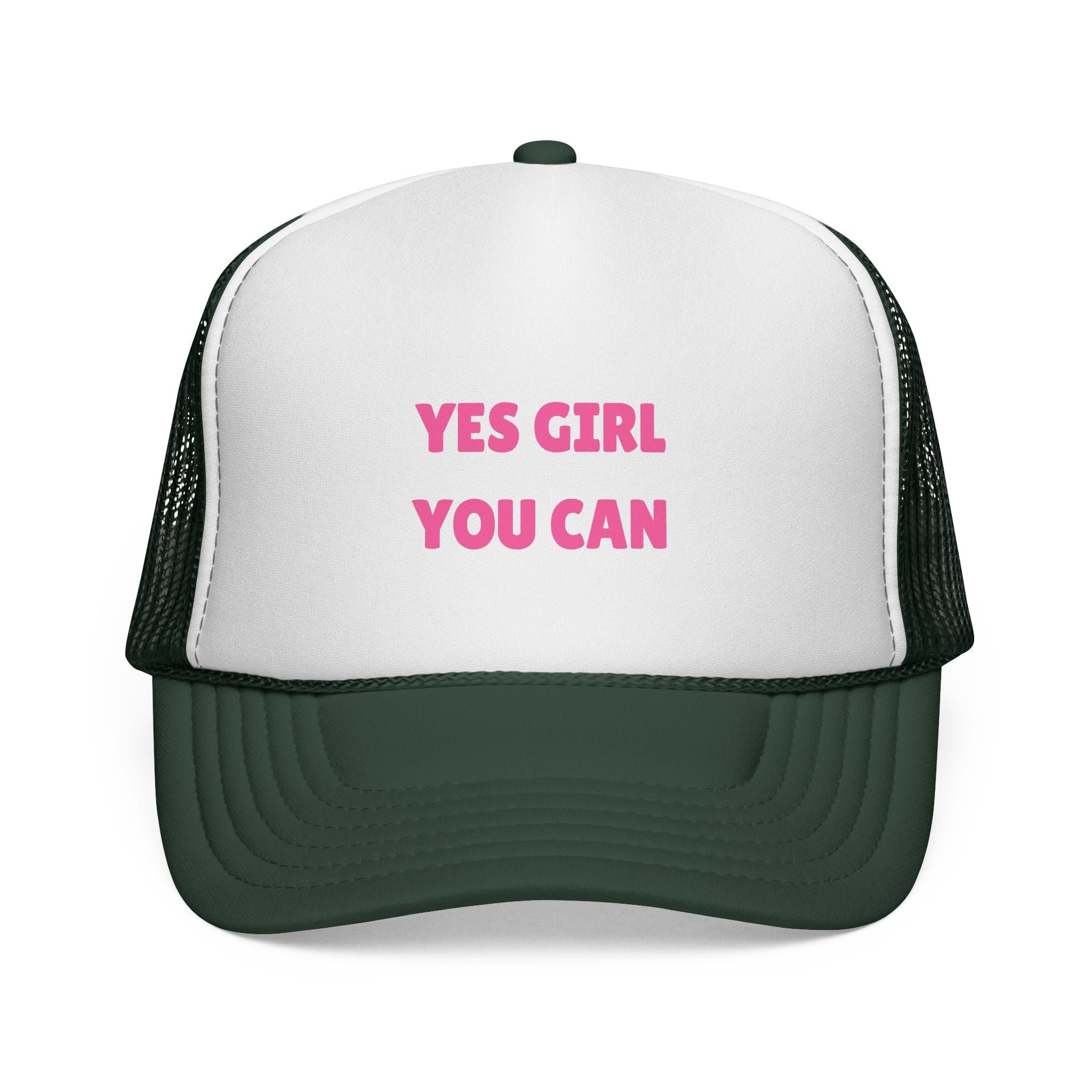 Empowering 'Yes Girl You Can' Trucker Cap, Inspirational Women's Hat, Motivational Gift for Her, Summer Fashion Accessory, Positive Vibes