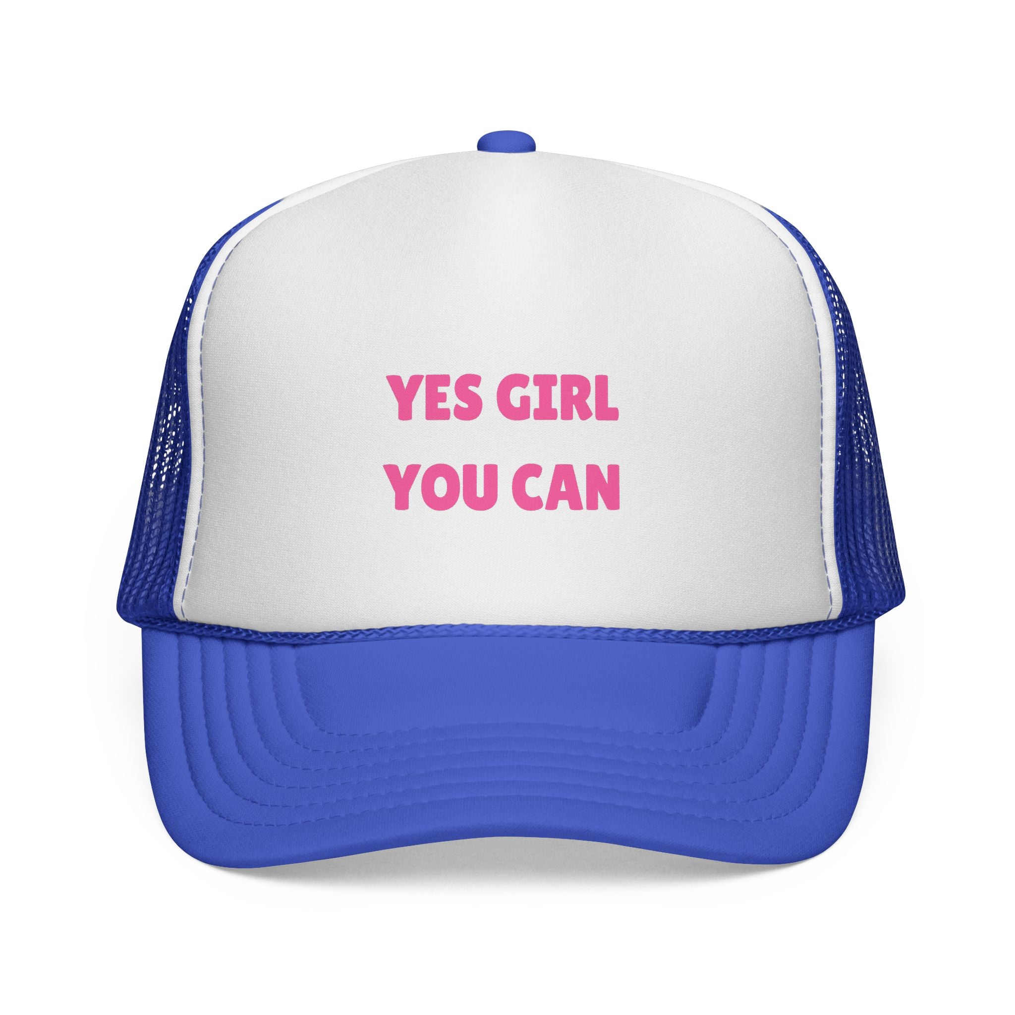Empowering 'Yes Girl You Can' Trucker Cap, Inspirational Women's Hat, Motivational Gift for Her, Summer Fashion Accessory, Positive Vibes