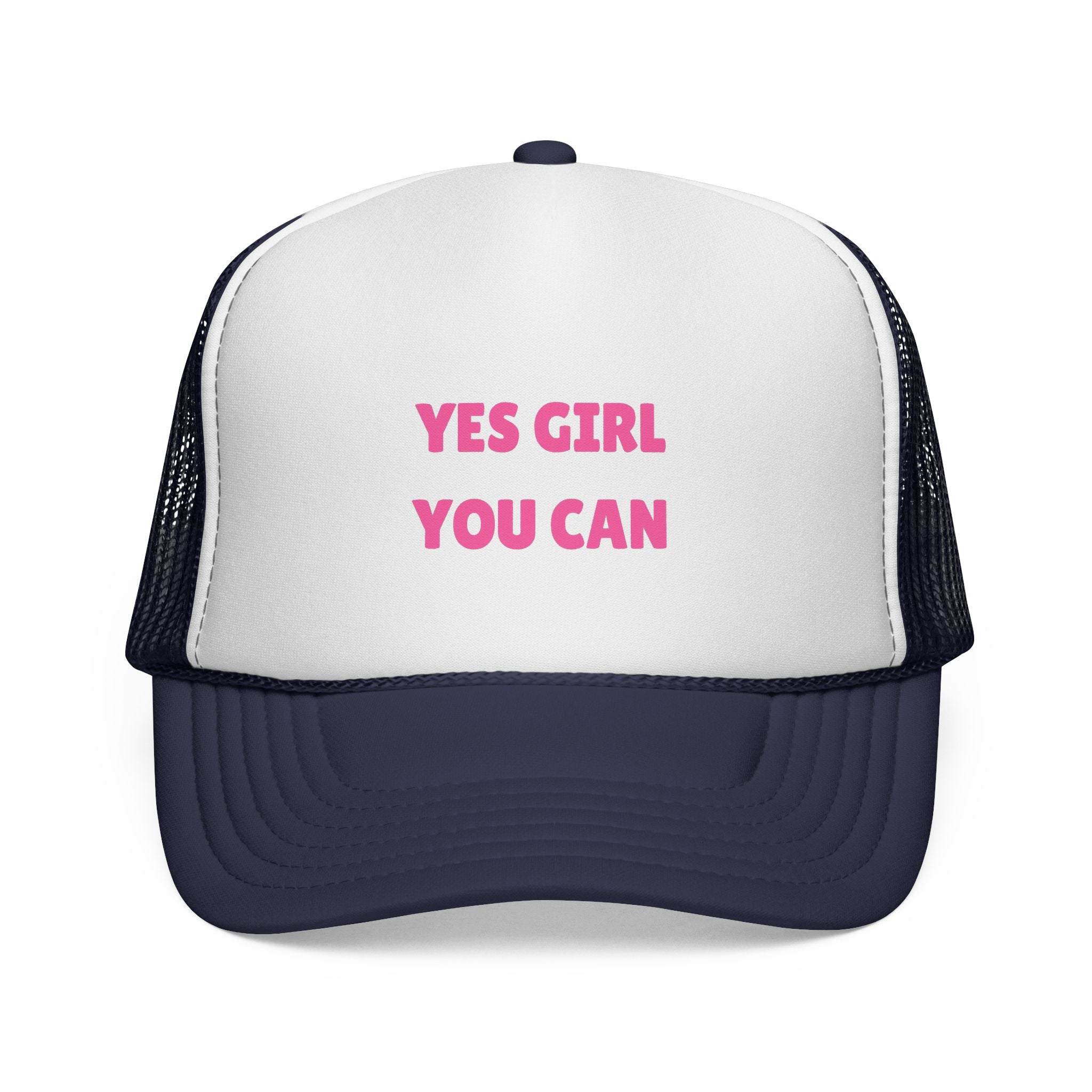Empowering 'Yes Girl You Can' Trucker Cap, Inspirational Women's Hat, Motivational Gift for Her, Summer Fashion Accessory, Positive Vibes
