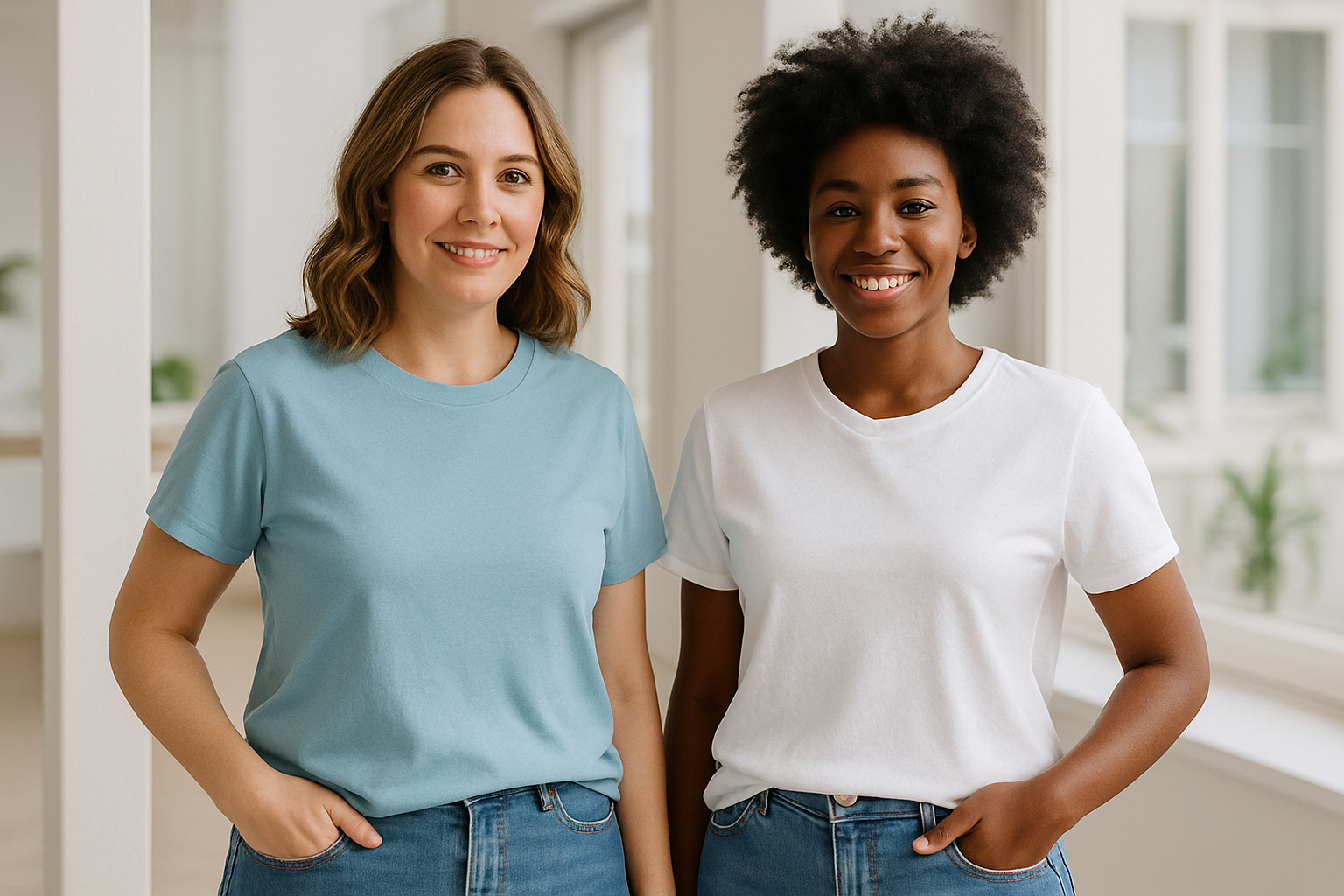 Women wearing crewneck tshirt 